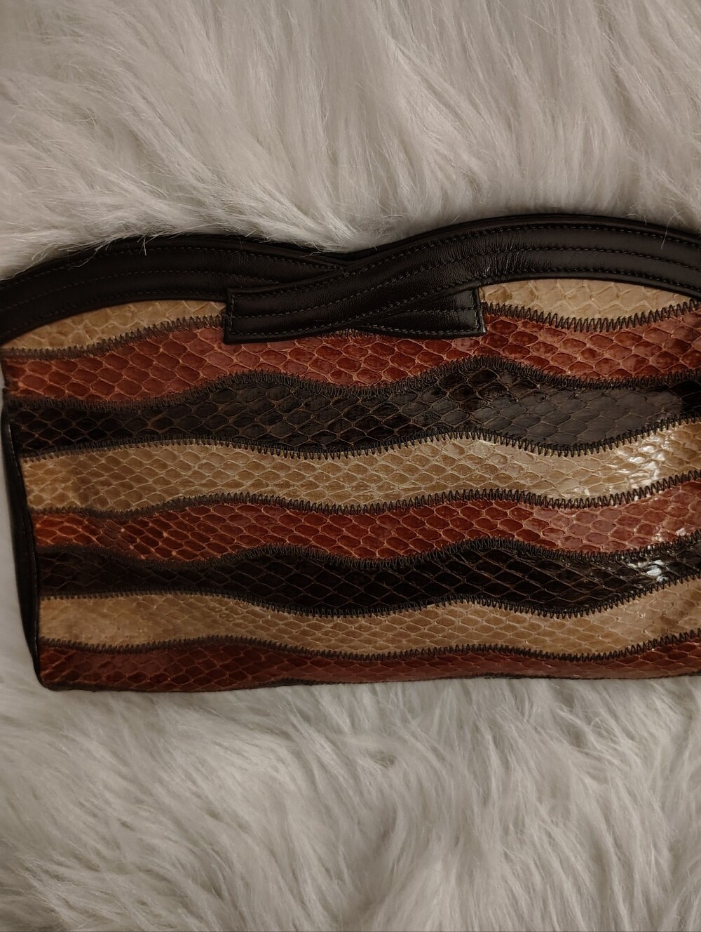 Vtg. Saks Fifth Ave. Venetto USA Leather Snakeskin Bag